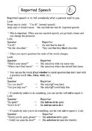 English Worksheet: Reported speech