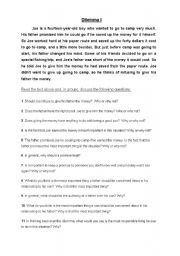 English worksheet: Kohlbergs Dilemmas