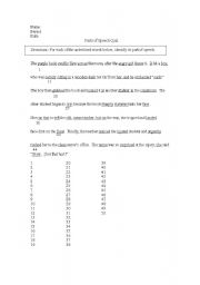 English worksheet: The Eight Parts of Speech Quiz