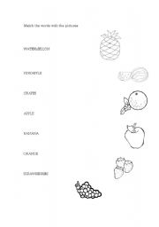 English worksheet: fruits