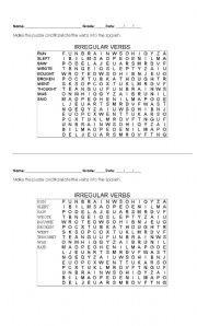English worksheet: Puzzle Simple past verbs.