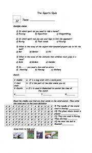 English Worksheet: The sports quiz