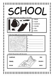English Worksheet: SCHOOL