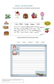 English Worksheet: FOOD ADJECTIVES