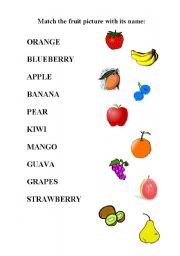 English Worksheet: Fruit Match