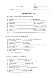 English Worksheet: Use of English exam for 3rd form