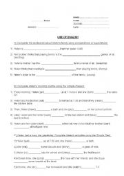 English Worksheet: Use of English exam for 3rd form (B)