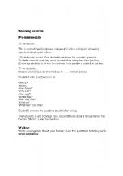 English worksheet: Your last holiday