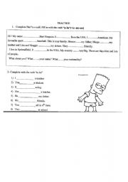 English Worksheet: verb to be