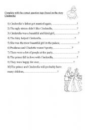 English worksheet: Cinderellas questions tags