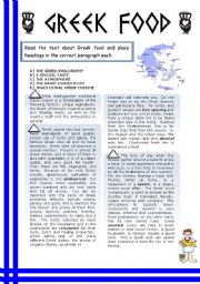 English Worksheet: GREEK FOOD: READING AND REVISION OF PASSIVE AND ACTIVE VOICE