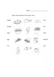 English Worksheet: Food: match words and pictures