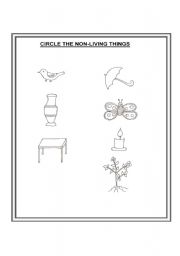 English Worksheet: CIRCLE THE NON-LIVING