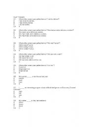 English Worksheet: PAST TENSES