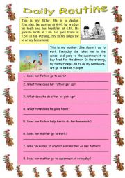 English Worksheet: Daily routine