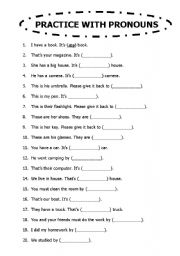 English worksheet: PRACTICE WITH PRONOUNS