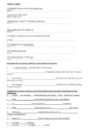 English worksheet: tenses