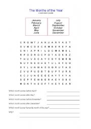 English Worksheet: The Months of the Year