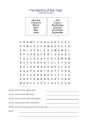 English worksheet: The Months of the Year