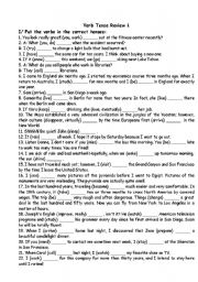 English Worksheet: Verb Tense Review 01