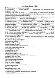 English Worksheet: Verb Tense Review 02