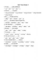 English worksheet: Verb Tense Review 03