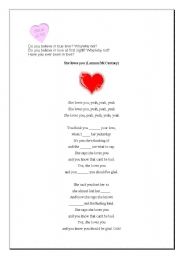 English worksheet: she loves you-listening&pronunciation