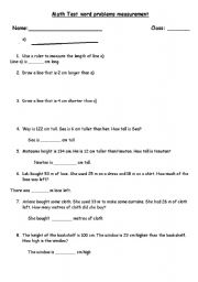 English Worksheet: Word problems measurements
