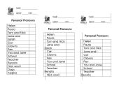 English worksheet: Personal pronouns