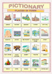 English Worksheet: PLACES IN TOWN - PICTIONARY