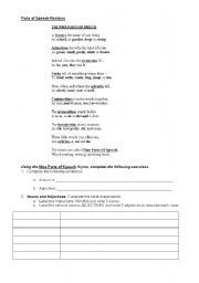 English worksheet: Parts of speech revision
