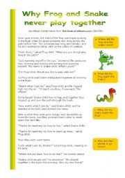 English Worksheet: Why frog and snake never play together