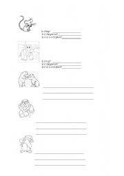 English worksheet: animals practice