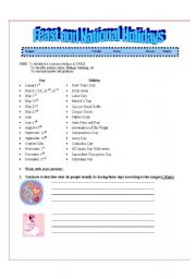 English worksheet: Chilean holidays