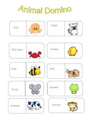 English Worksheet: ANIMAL DOMINO