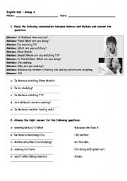 English Worksheet: English test - Present continuous