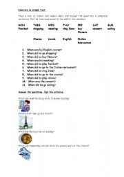 English worksheet: Exercises on Simple Past and Past Continuous