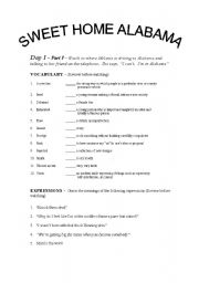 Sweet Home Alabama - 7 part worksheets