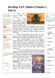 English Worksheet: Reading The Lord of the Rings by J.R.R.Tolkien - with exercises (Part 3)