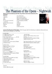 English Worksheet: Phantom of the opera song