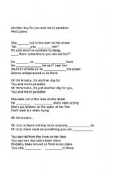 English Worksheet: Phil Collins Song Gap fill