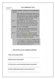 English Worksheet: sports in the class