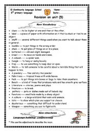 English Worksheet: revision sheet on unit 5 macmillan 5