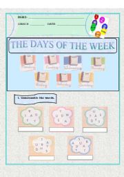 English Worksheet: days of the week