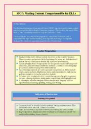 English worksheet: SIOP Sheltered Instruction Observation Protocol