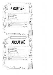 English Worksheet: About me