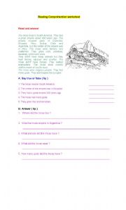 English Worksheet: Reading  worksheet