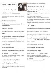 English Worksheet: Head Over Heals - Tears for Fears