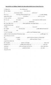 English worksheet: dialogue with mixed tenses