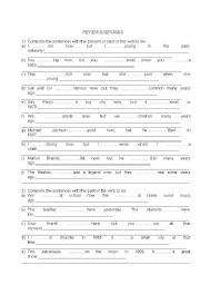 English Worksheet: Review exercises verb to be (present and past)